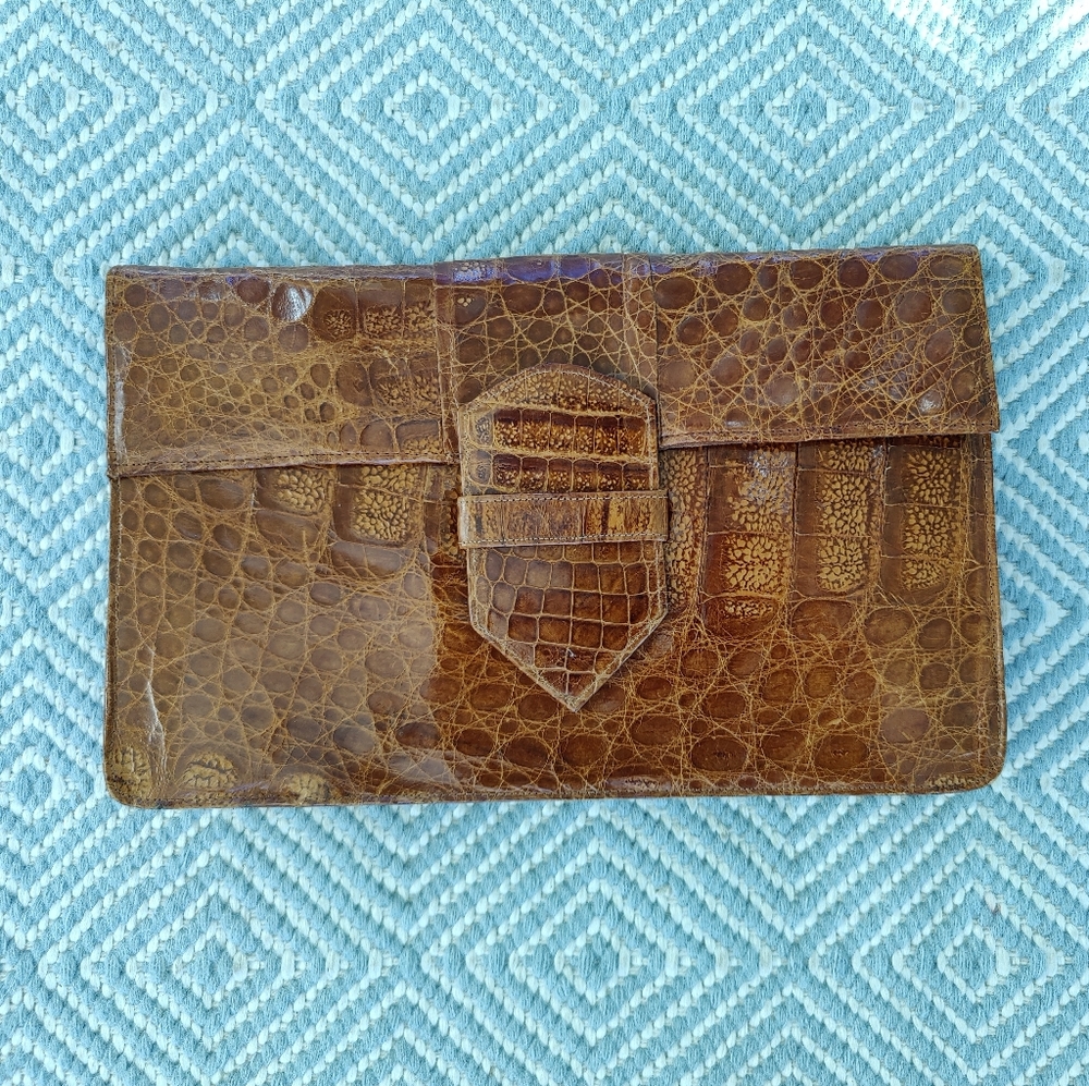 Genuine Brown Alligator Clutch Made in Argentina